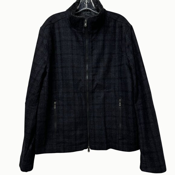 Marc Anthony Other - Marc Anthony Black Windowpane Plaid Lined Jacket Faux Fur Collar Men’s XL